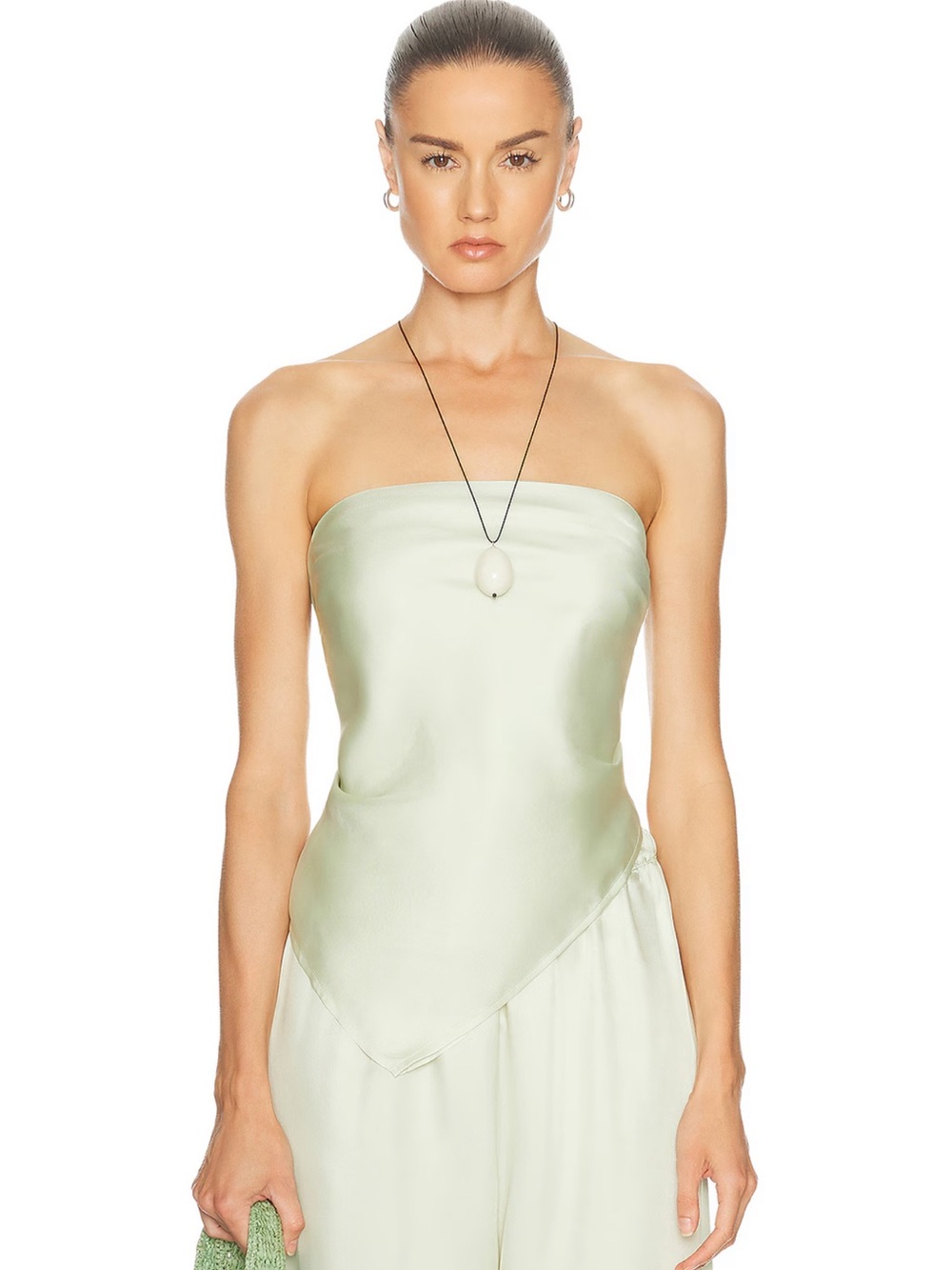 Enza Costa fluid twill scarf top in beach glass